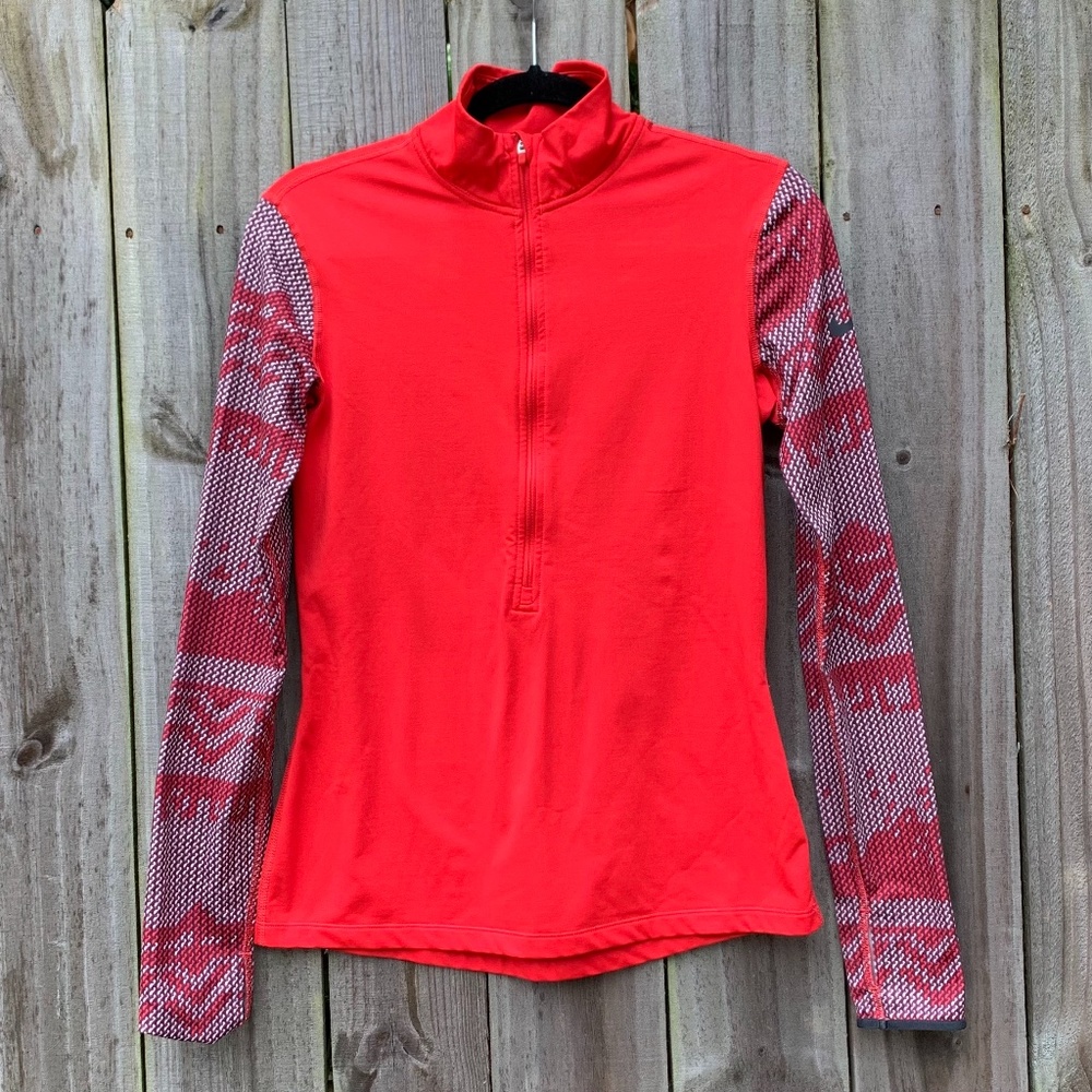 Nike Pro Dri-Fit Red Athletic Pullover Quarter Zip - Size Medium